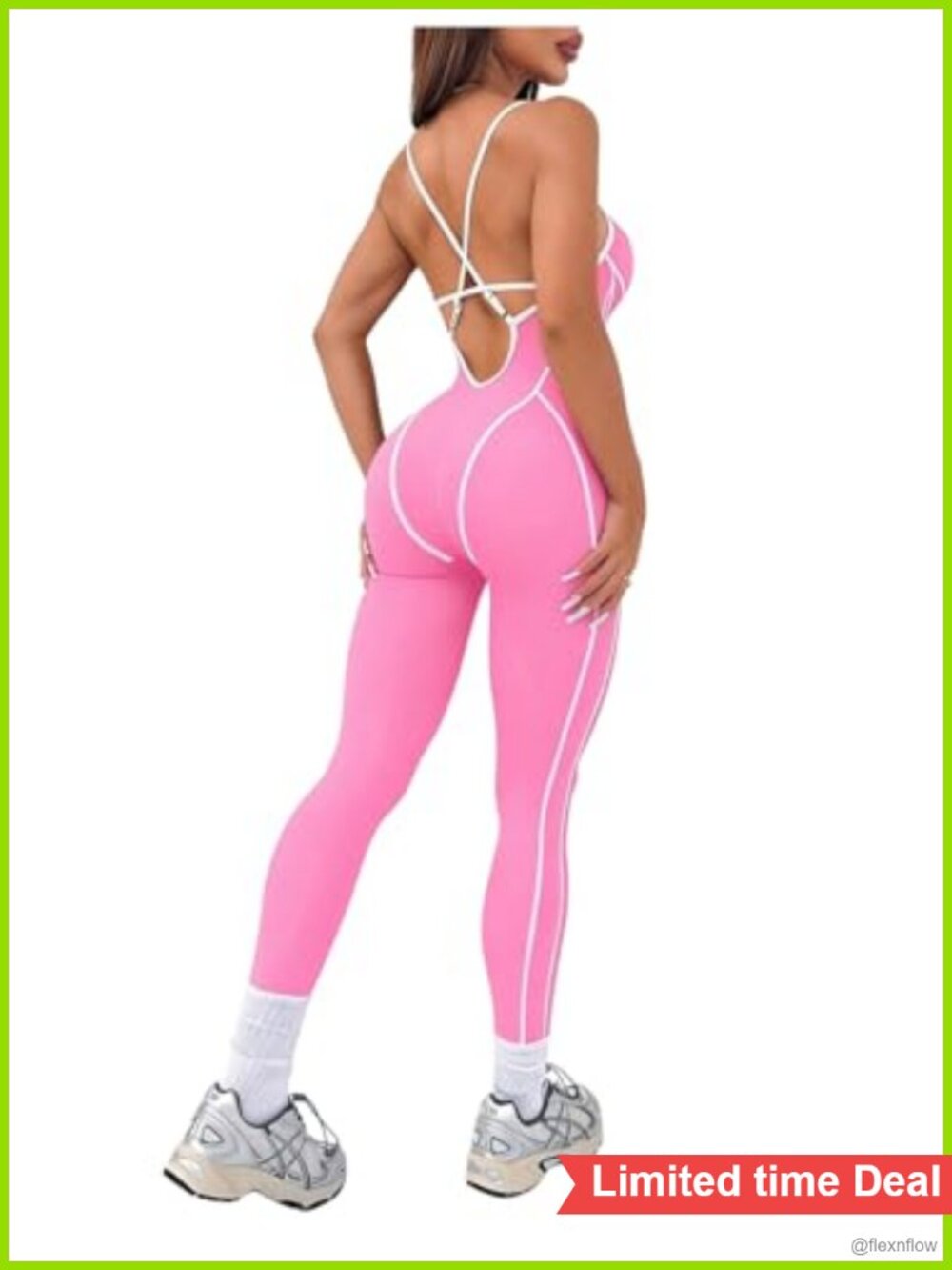 Women's Sleeveless Criss Cross Backless Jumpsuit Gym Yoga Workout Romper